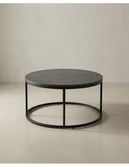Mesa centro redonda tapa simil mármol VELIX negro