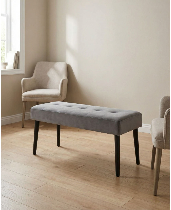 Taburete pie de cama SOREN gris ambiente