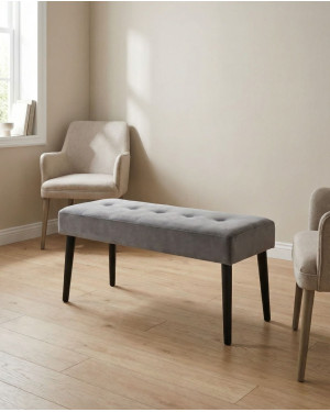 Taburete pie de cama SOREN gris ambiente