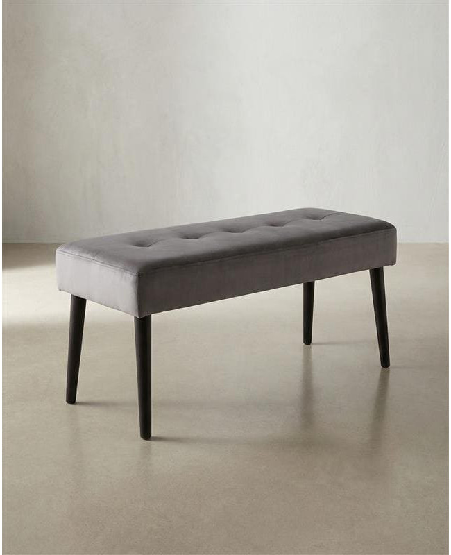 Taburete pie de cama SOREN gris lateral