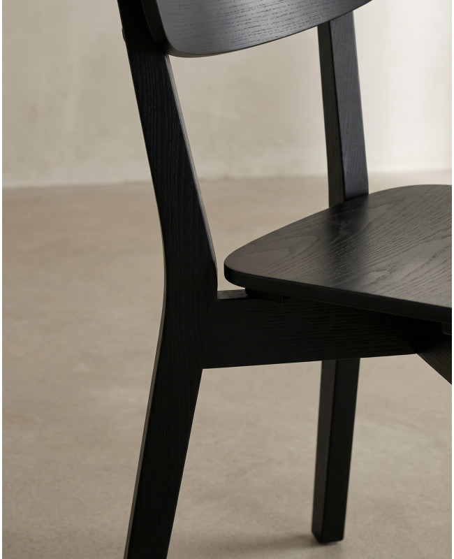 Pack 2 Sillas madera con respaldo TAREX Negro detalle