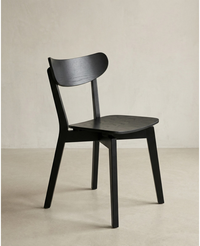 Pack 2 Sillas madera con respaldo TAREX Negro lateral