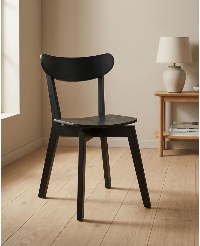 Pack 2 Sillas madera con respaldo TAREX Negro ambiente