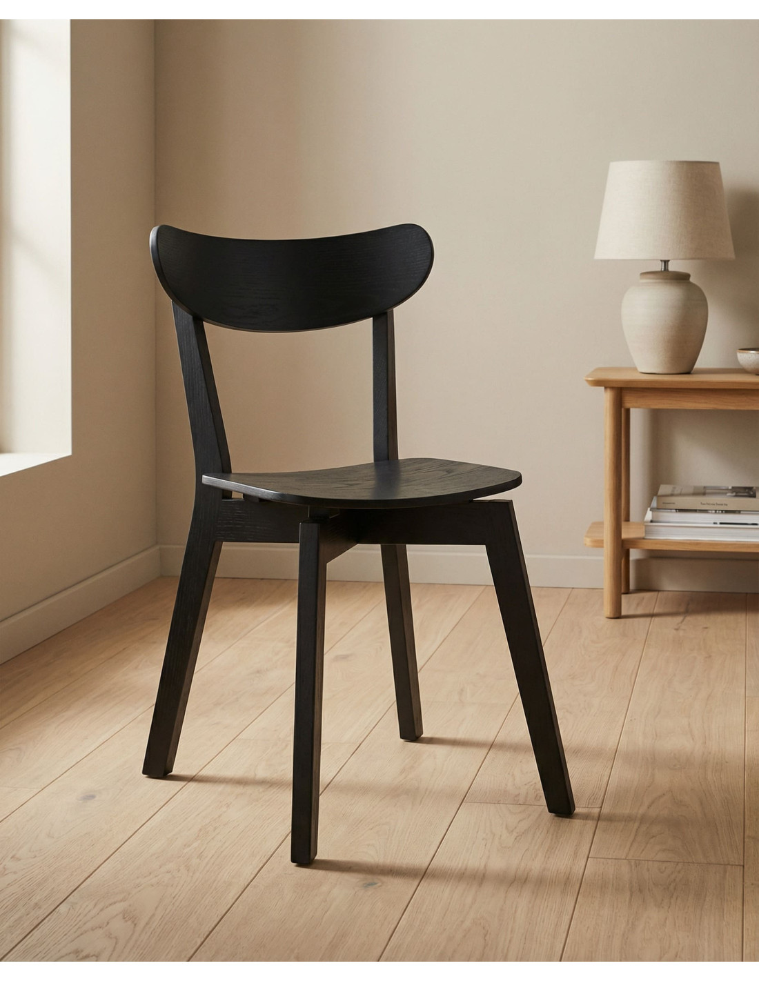 Pack 2 Sillas madera con respaldo TAREX Negro ambiente