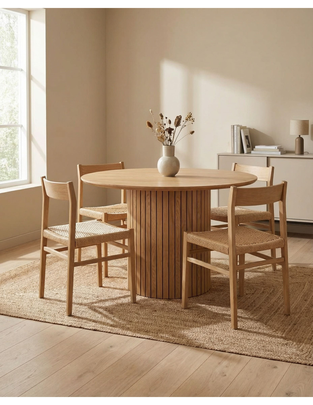 Mesa de comedor redonda ZELAR ambiente