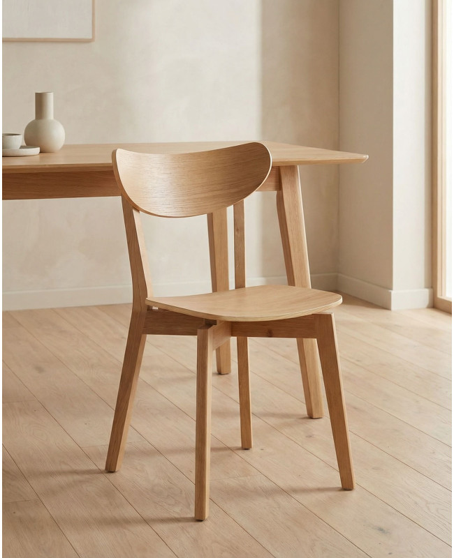 Pack 2 Sillas madera con respaldo TAREX Roble ambiente