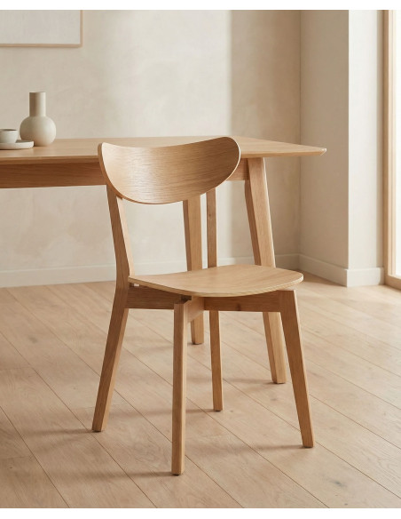 Pack 2 Sillas madera con respaldo TAREX Roble ambiente