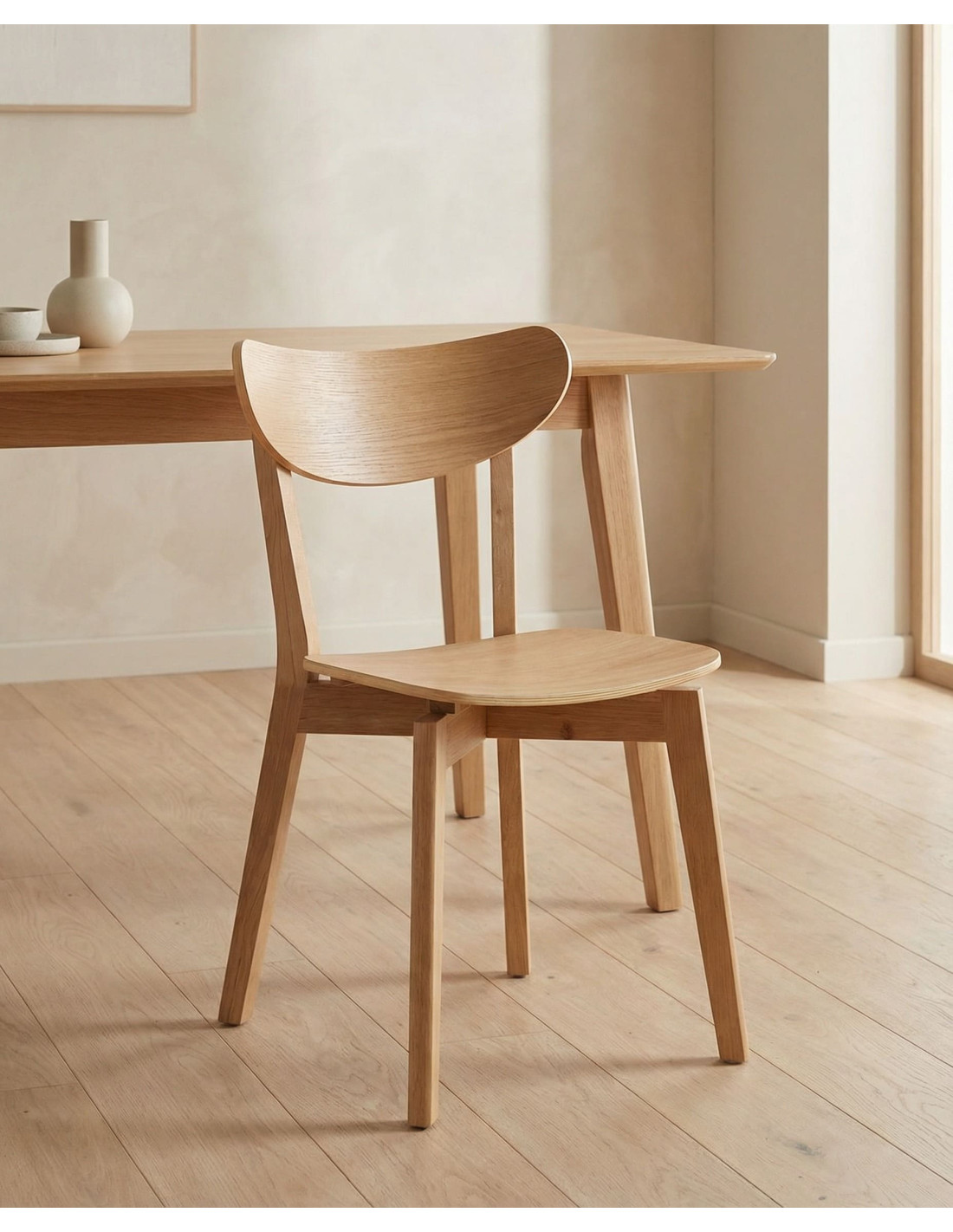 Pack 2 Sillas madera con respaldo TAREX Roble ambiente