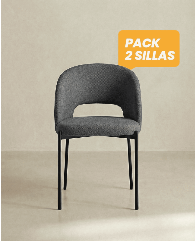 Pack 2 sillas comedor VENA frente antracita