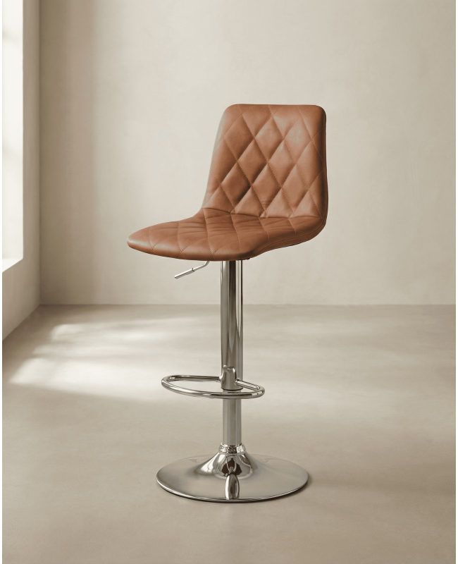 Taburete cuero PU marrón DURELIX lateral