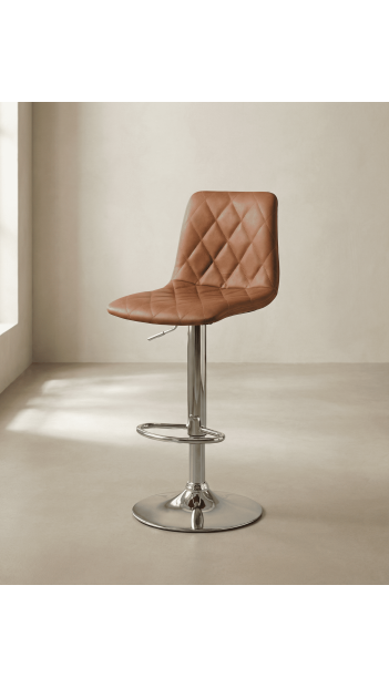 Taburete cuero PU marrón DURELIX lateral