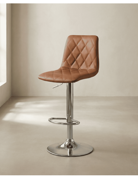 Taburete cuero PU marrón DURELIX lateral