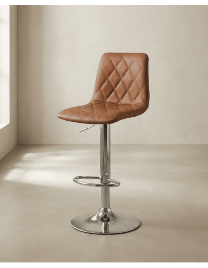 Taburete cuero PU marrón DURELIX lateral