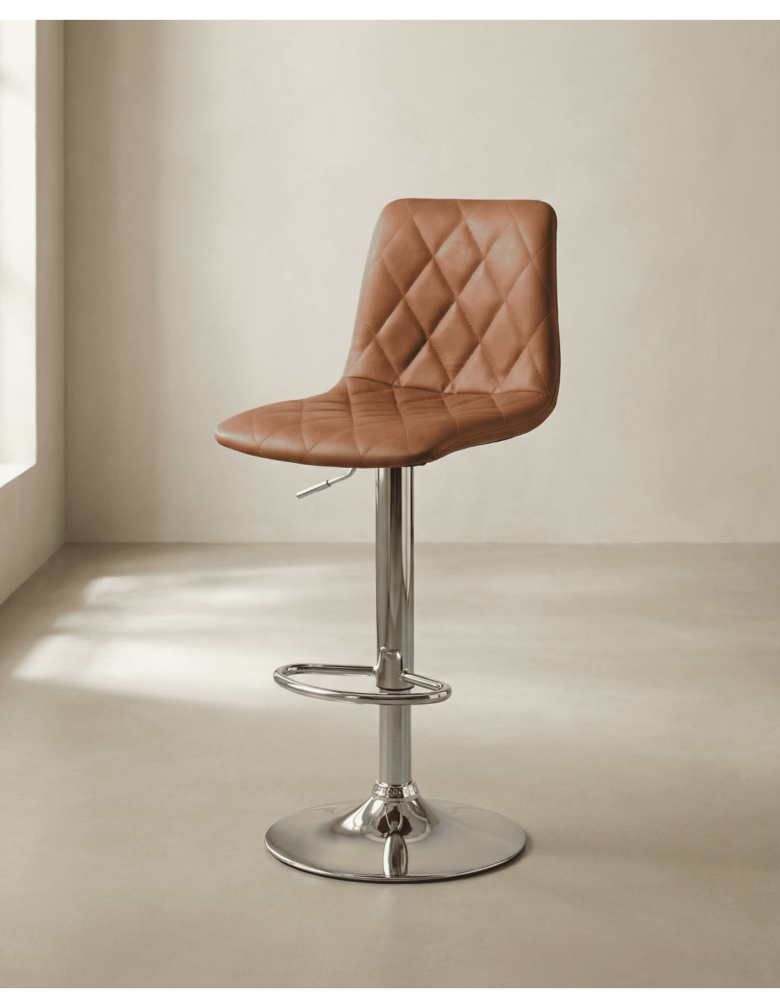 Taburete cuero PU marrón DURELIX lateral