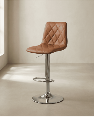 Taburete cuero PU marrón DURELIX lateral