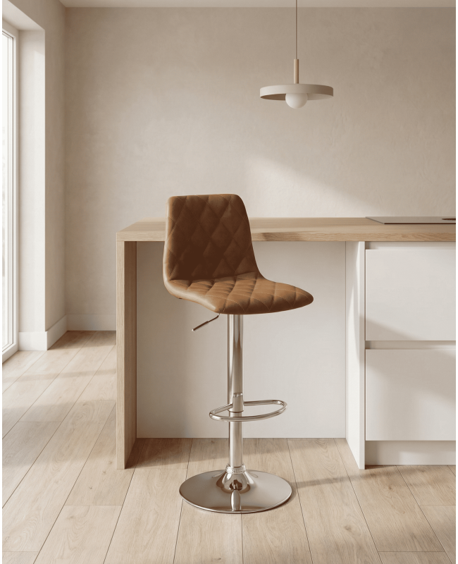 Taburete cuero PU marrón DURELIX ambiente