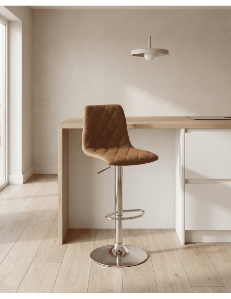 Taburete cuero PU marrón DURELIX ambiente