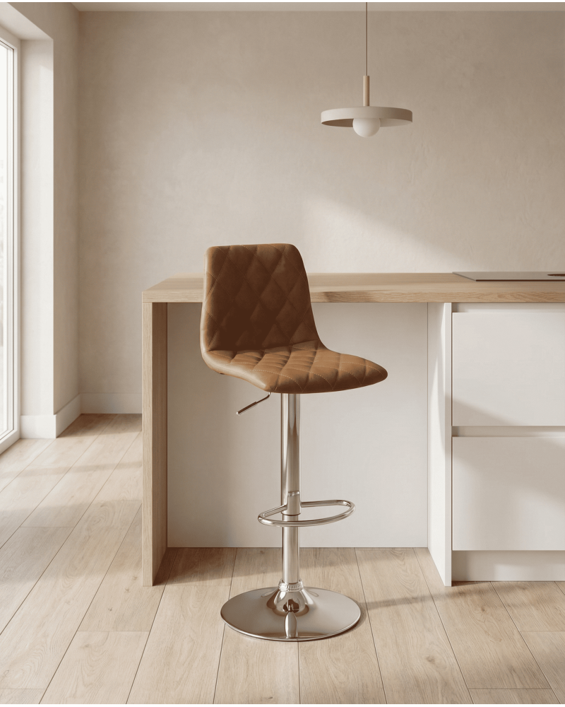 Taburete cuero PU marrón DURELIX ambiente