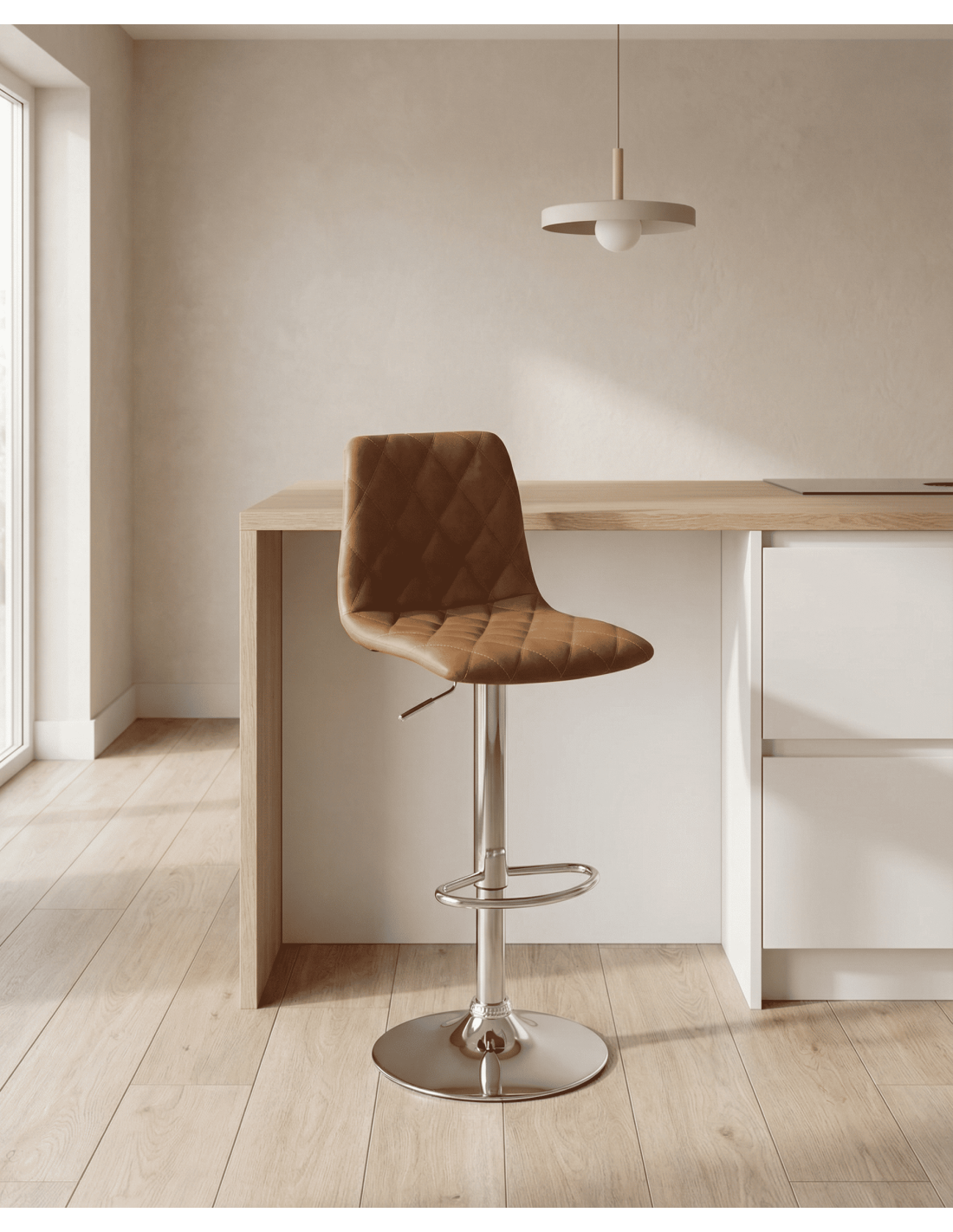 Taburete cuero PU marrón DURELIX ambiente