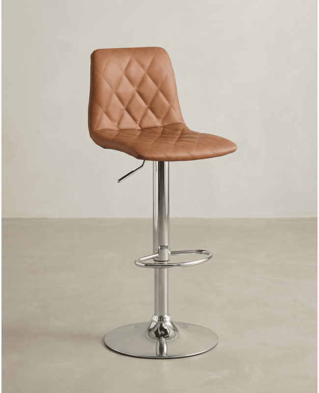 Taburete cuero PU marrón DURELIX lateral derecho