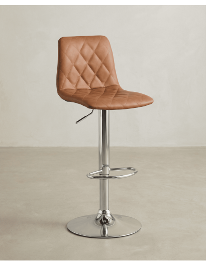 Taburete cuero PU marrón DURELIX lateral derecho