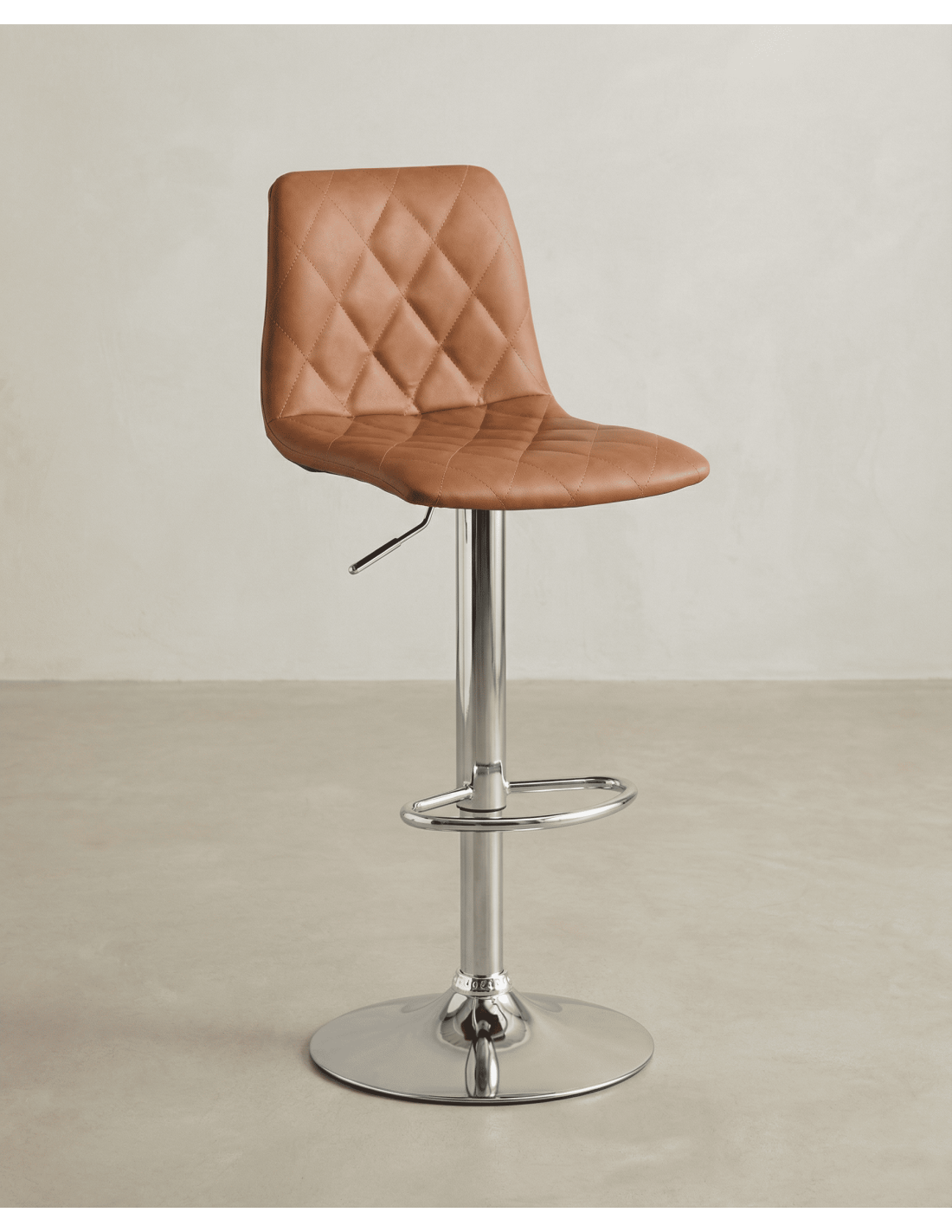 Taburete cuero PU marrón DURELIX lateral derecho