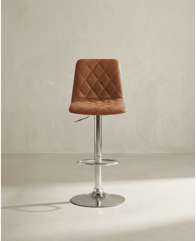 Taburete cuero PU marrón DURELIX frontal