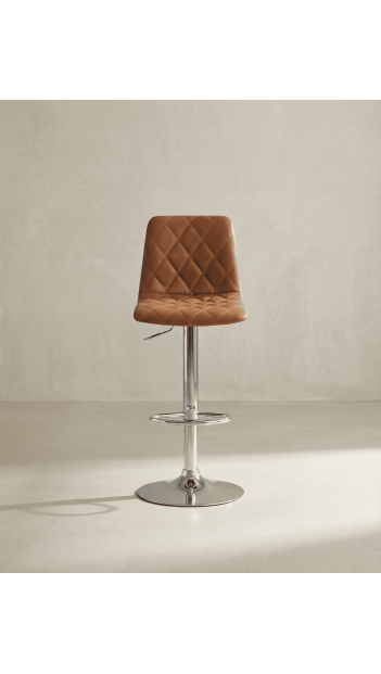 Taburete cuero PU marrón DURELIX frontal