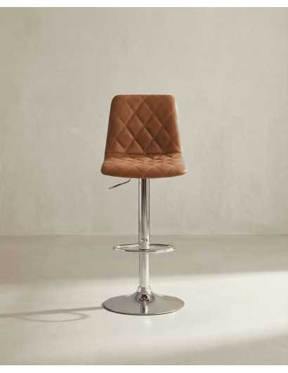 Taburete cuero PU marrón DURELIX frontal
