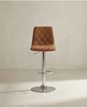 Taburete cuero PU marrón DURELIX frontal