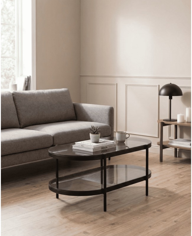 Mesa centro ovalada cristal LUREX ambiente