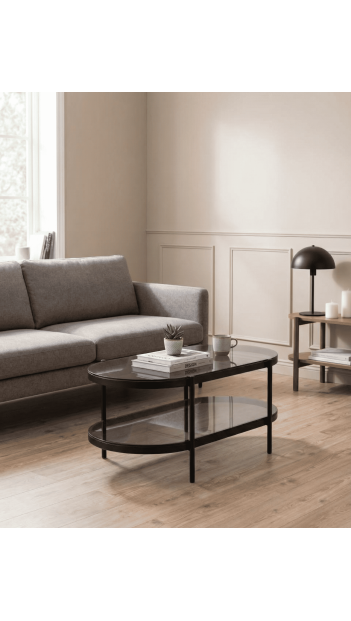 Mesa centro ovalada cristal LUREX ambiente