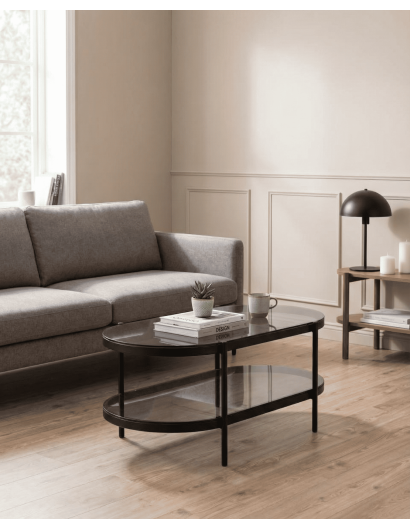 Mesa centro ovalada cristal LUREX ambiente