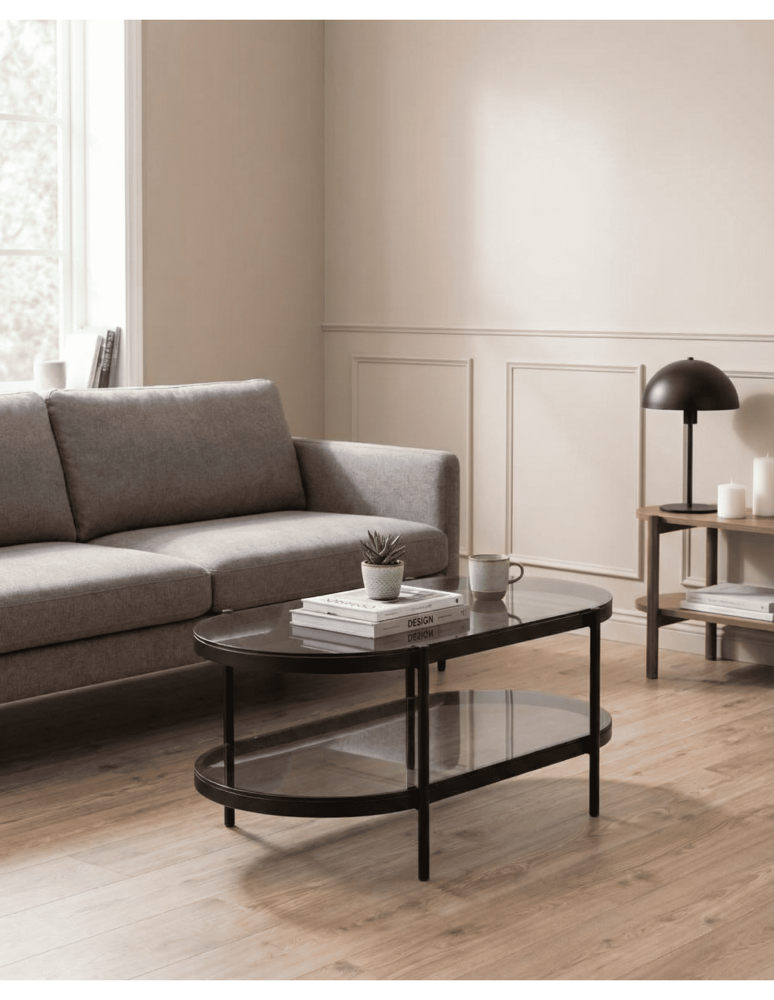 Mesa centro ovalada cristal LUREX ambiente