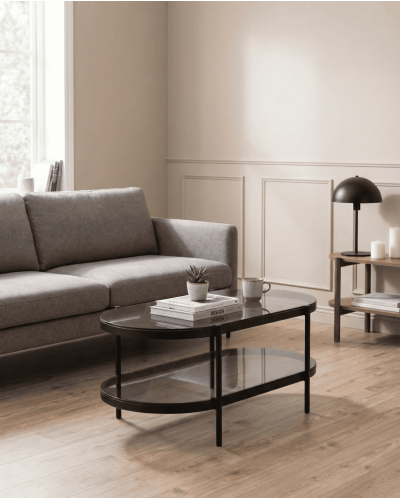 Mesa centro ovalada cristal LUREX ambiente