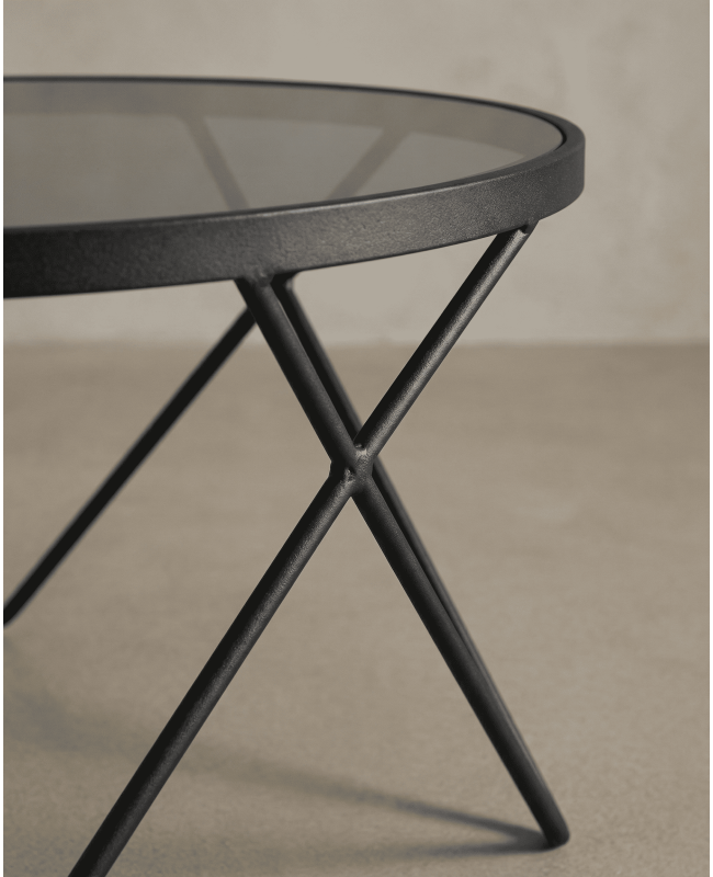 Mesa centro redonda cristal KAROX detalle