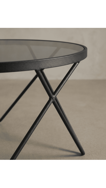 Mesa centro redonda cristal KAROX detalle