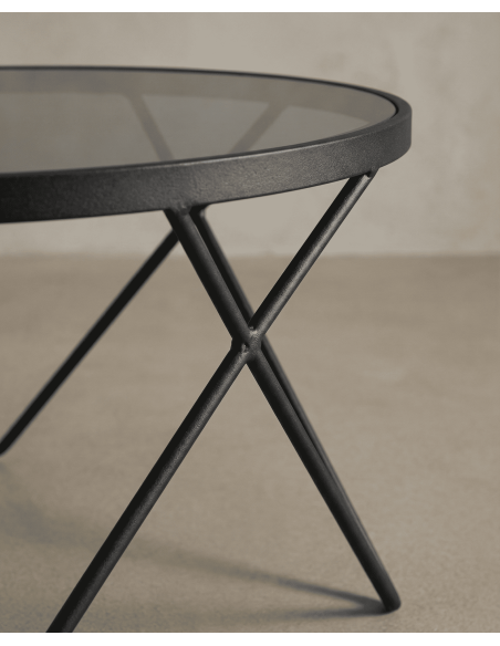 Mesa centro redonda cristal KAROX detalle