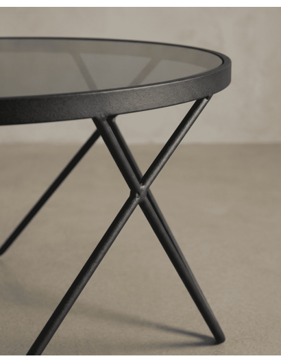 Mesa centro redonda cristal KAROX detalle