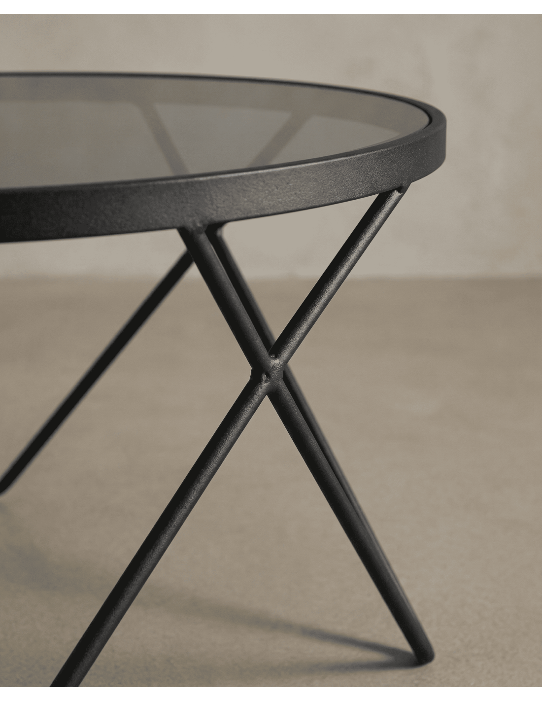 Mesa centro redonda cristal KAROX detalle