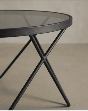 Mesa centro redonda cristal KAROX detalle
