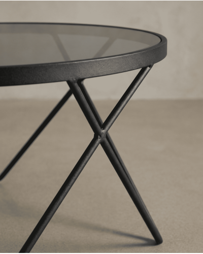 Mesa centro redonda cristal KAROX detalle