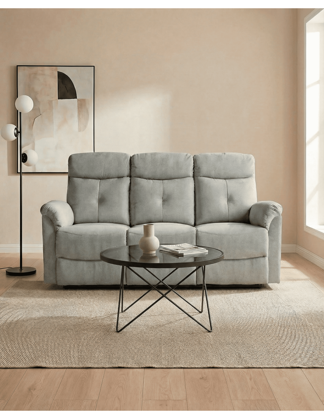 Mesa centro redonda cristal KAROX ambiente