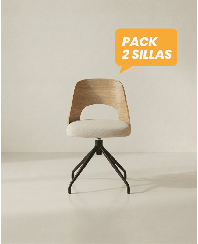 Pack 2 sillas comedor respaldo madera NOREX frente