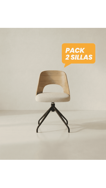Pack 2 sillas comedor respaldo madera NOREX frente