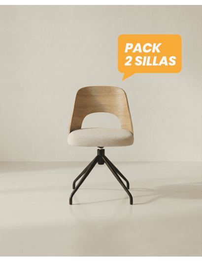 Pack 2 sillas comedor respaldo madera NOREX frente