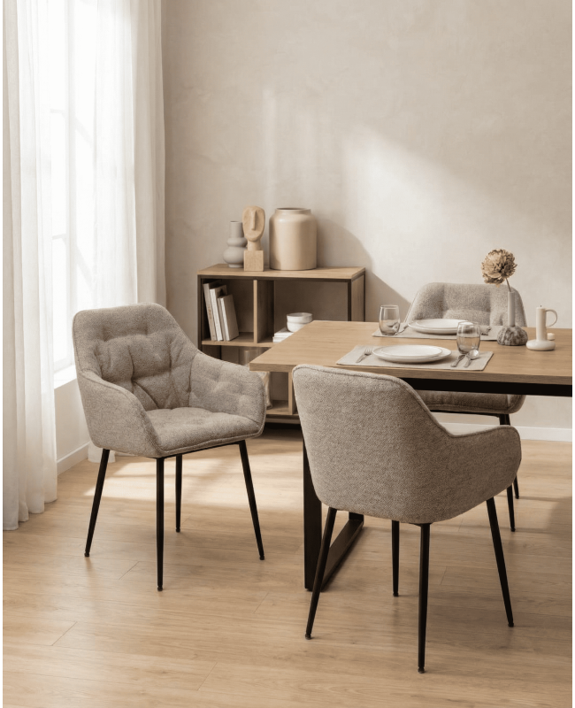 Pack de 2 sillas comedor NOREL beige ambiente