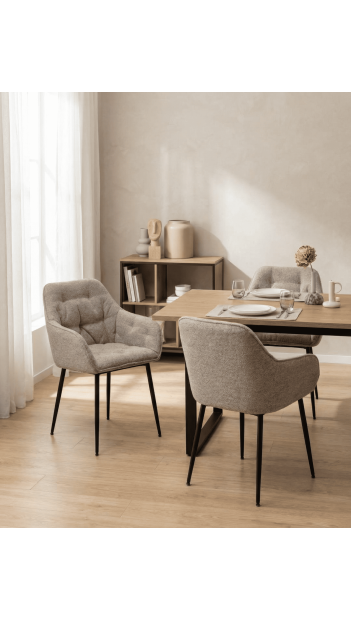Pack de 2 sillas comedor NOREL beige ambiente
