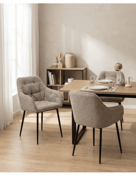 Pack de 2 sillas comedor NOREL beige ambiente