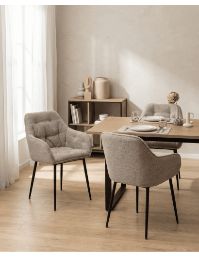 Pack de 2 sillas comedor NOREL beige ambiente